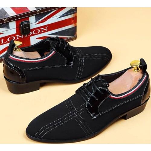 Pointed Mens Shoes Breathable British Casual Shoes for Men Business Flats Formal Footwear Flock Surface Non-Slip Drop Shipping