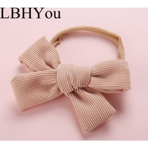 1PCS Knot Bows Nylon Headbands,One Size Fit Most Hand Tie Corduroy Fabric Elastic Nylon Headband,Baby Girls Hair Accessories