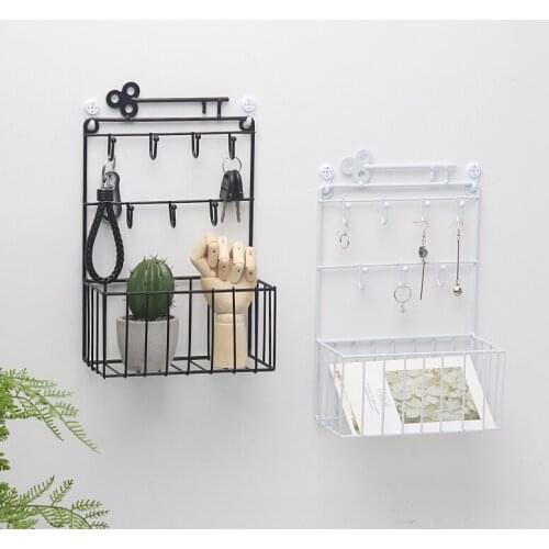 Nordic Wall Decor Iron Frame Hanging Storage Rack Keys Hooks Home Wall Decoration Racks Hanger Shelf Wall Holders WY80404