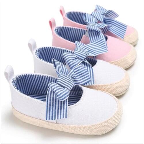 New Spring Autumn Baby Shoes Lovely Bowknot Infants Canvas First Walkers Soft Sole Newborn Girls Princess Shoes