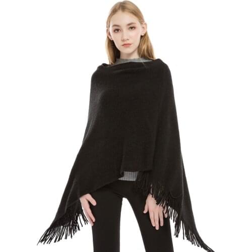 Solid Plus Size Knitted Capes Sweater Women Ponchos Pullover Tassel Cloak Casual Female Shawl Autumn Winter Lady Scarf