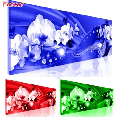 Orchid Red Green Blue Flower Diamond Painting Rhinestone 5D Diamond Embroidery,Cross Stitch set,diamond Mosaic Large Size PP938