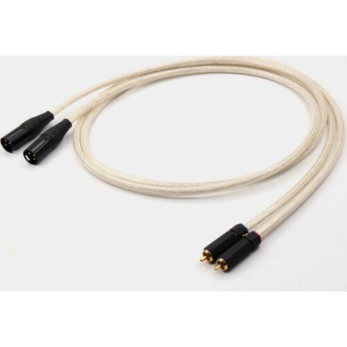 Pair Silver-Platedr OFC pure copper RCA male to XLR male Audio Interconnect Cable