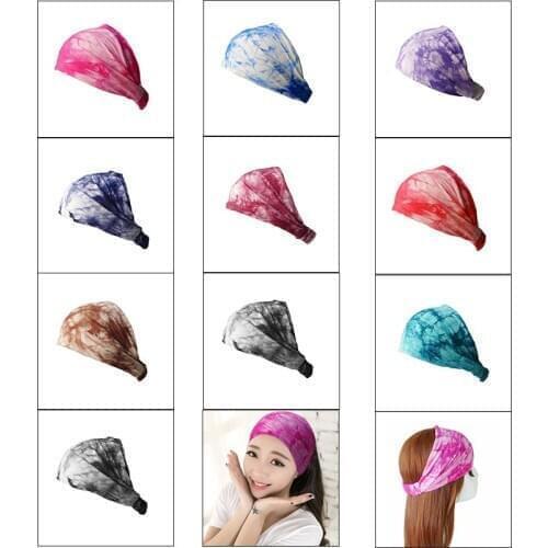 BOHO Tie Dye Cotton Headbands Bandana Turban Head Wrap Elastic For Women Girl Hair Bands Hair Accessories Bandage