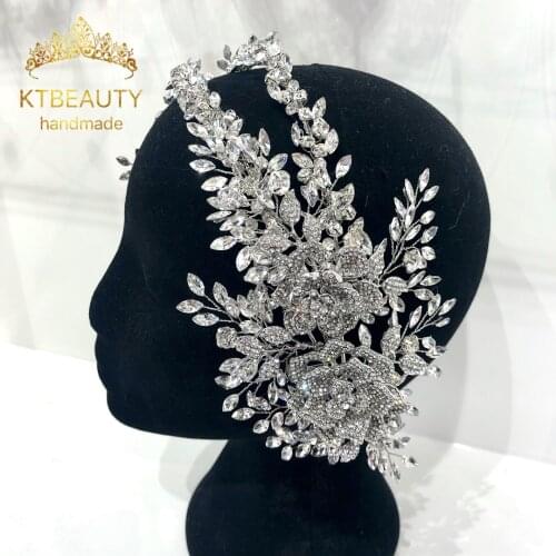 New Rhinestone Silver/Gold Crystal Flowers Handmade Hairband Royal Bridal Wedding Dressing Crown Accessory Women Jewelry
