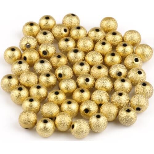 Gold Plated Stardust Acrylic Round Ball Spacer Beads Charms Findings for Jewelry Making 4-12mm Frosted Ball End Seed Beads