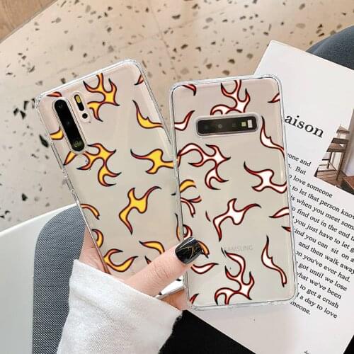 Blue Flame Fire Phone Case Transparent for Samsung A71 S9 10 20 HUAWEI p30 40 honor 10i 8x xiaomi note 8 Pro 10t 11