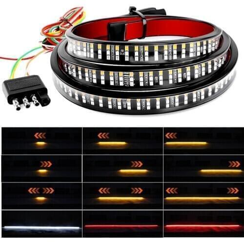 48/60inch Car Brake Turn Light Warning Signal Flexible LED Strip Rear Tail Running Reverse Double Flash Lights For Pickup truck