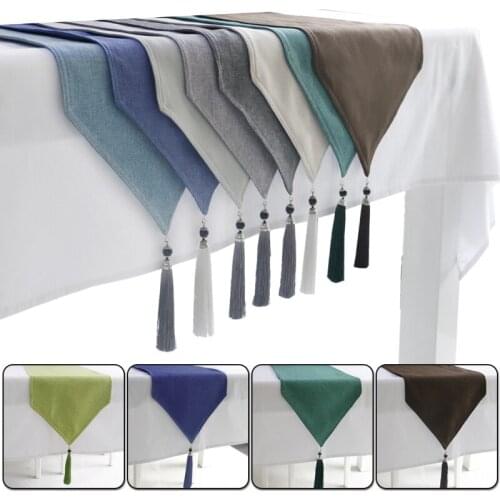Modern Table Runner Linen Cotton With Tassel Nordic US European Style Home Decoration Table Runner For Wedding Hotel Dinner