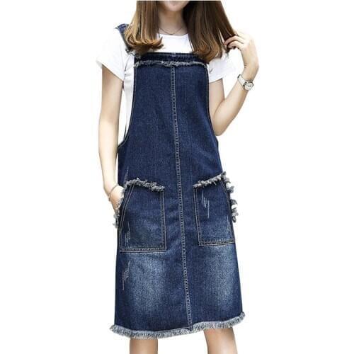 2020 Oversize 5XL Denim Strap Dress Spring Summer Sleeveless Dresses Casual Loose Female Solid Adjustable Strap Jeans Dress G919