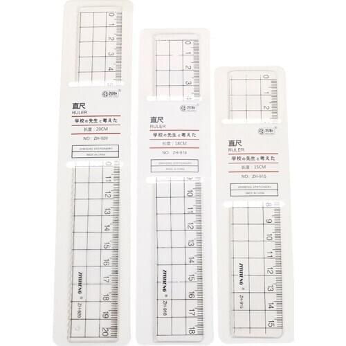 1pcs 15cm 18cm 20cm Transparent Simple Ruler Plastic Square Ruler Cute Learning Stationery Drawing School Supplies
