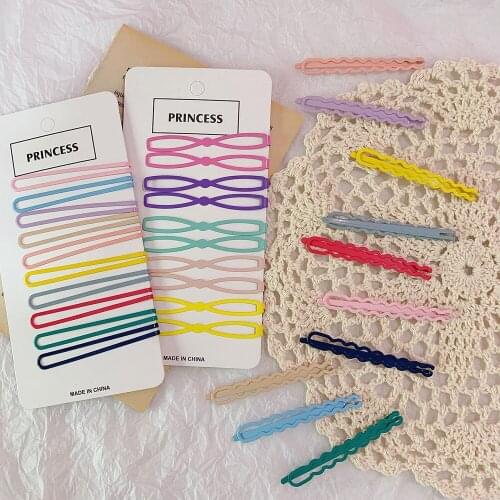 10pcs/Set Popularity Simple Metal Hair Clips Korean Cute Candy Color Bow Star Hairpin Hairgrips For Women Girls Hair Accessories