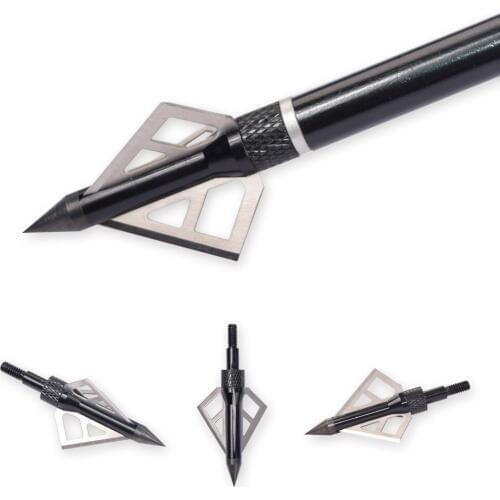 12pcs Archery Hunting Black Broadheads with 3 Blades Steel Arrow Heads for Archery Crossbow Shooting