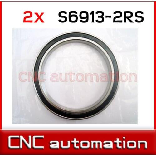 2pcs rubber sealed stainless steel radial shaft ball bearings S61913 6913 2RS 65*90*13mm