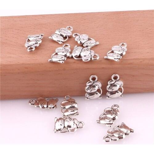 30pcs 22941 Charms Cute Mouse 9*15mm Tibetan Silver Plated Pendants Antique Jewelry Making DIY Handmade Craft Pendant