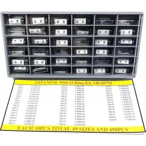 490Pcs 49 Size Rubber Watch Crown Pusher Gasket O-Ring O Ring Repair Set Assortment for Watchmaker