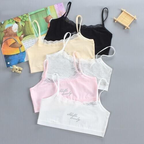 5Pc/Lot Lace Young Girls Training Bra Vest breathable chest wrap Kids Teens Puberty Clothing Teenage Underwear cute tops gift