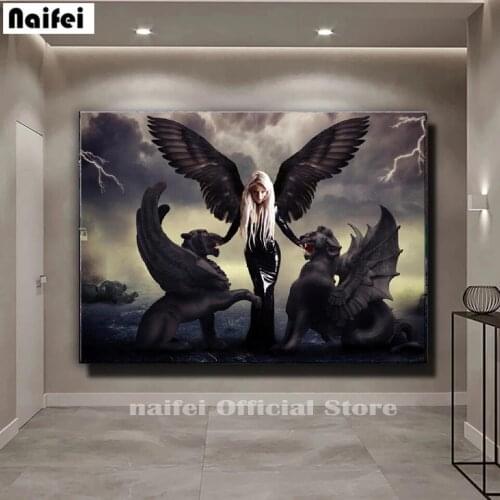 5D Diamond Painting Angels And Demons Diamond Embroidery Full Square/Round Cross Stitch Kits Art High Quality Home Decoration