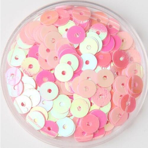 60g/lot 6mm Flat Round Sequins For Craft Bolsa Children, Wedding DIY Garment Accessories Pink AB Confetti