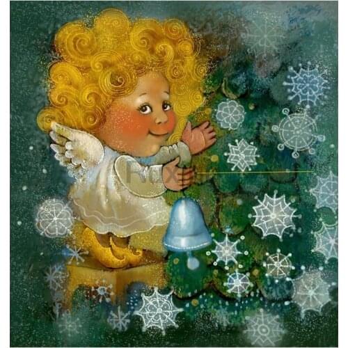 Diy diamond painting Animated blonde angel snowflake cross stitch diamond embroidery full square diamond mosaic Decorative gift