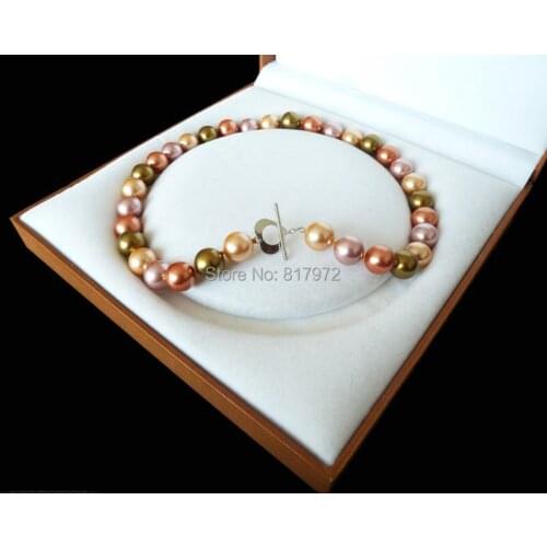 Charm Bling Natural South Sea Shell Pearl Bead Highlight AAA Round Bead 12MM-16mm Necklaces Love Clasp For Woman Gift