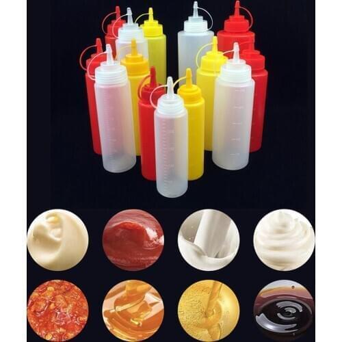 Condiment Squeeze Bottles Twist On Cap Sauce Squirt With Lids Ketchup Mustard Mayo Hot Sauces Olive Oil Bottles Kitchen Gadget