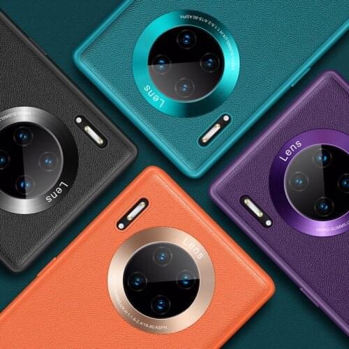 Real Skin Phone Cases for Huawei Mate 20 30 Pro Vegan Leather Silicone Frame Hard Covers Mate20 20Pro Mate30 Mate30Pro 30Pro Bag