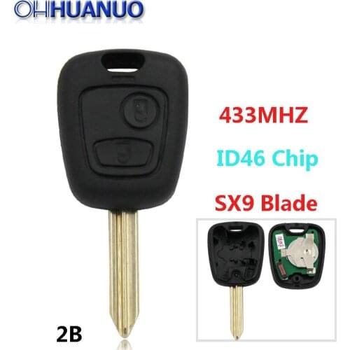Remote Key For Peugeot Partner Expert Boxer 2 Button 433MHz ID46 Chip Uncut Blade