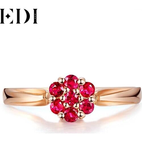 EDI Natural 0.28cttw Ruby Gemstone Halo Ring 10K Solid Rose Gold Engagement Wedding Ring Certifcate Elegant Valentines Day Gift