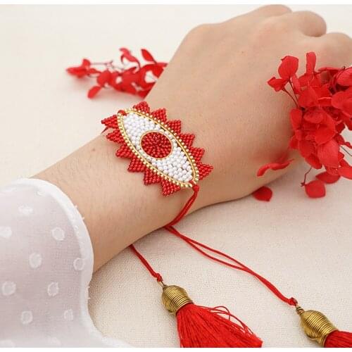 Go2Boho Evil Eye Bracelet Miyuki Tassel Bracelets for Women Gift Red Beads Pulseras Jewelry Factory Handmade Woven Jewellery