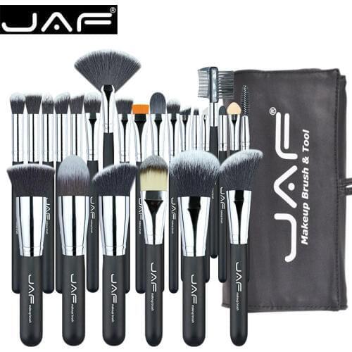 JAF 24pcs Makeup Brushes Tools 100% Vegan Make Up Artist Kit Brushes for Makeup Professional Brush Set #J2425YC-B