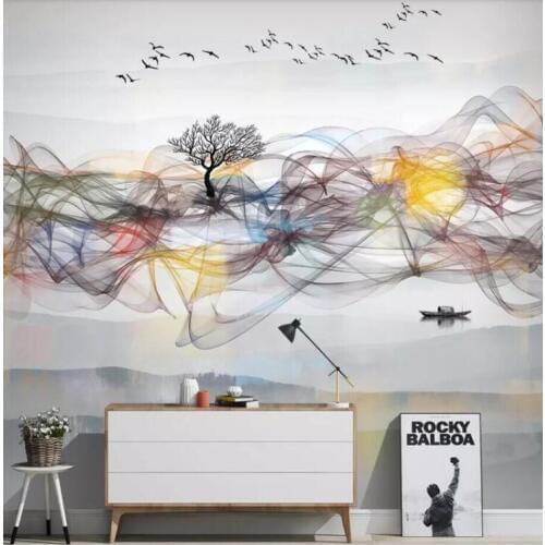 Chinese Abstract Ink Smoke Wall Murals for TV Background Bedroom Wall Decor Painting 3D Art Wall Mural Custom Photo Wallpapers