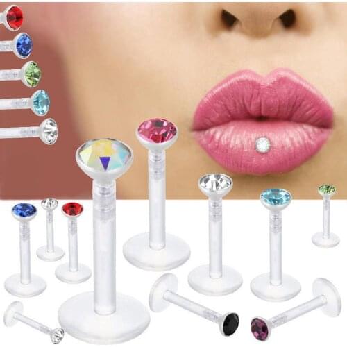10pcs Bioplast Flexible Labret Stud Lip Piercing Ring 16g Ear Cartilage Tragus Helix Piercing Fashion Body Piercing Jewelry