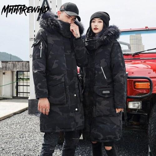 -30 Degree Winter Jacket Men White Duck Down Keep Warm Long Thicken Coat Fashion Hooded Fur Collar Windbreaker Couple Down Parka