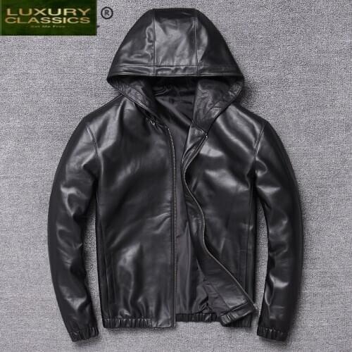 New Brand 100% 2021 Real Sheepskin Coat Men Autumn Winter Clothes 2021 Streetwear Genuine Leather Jacket Hooded Coat 1978