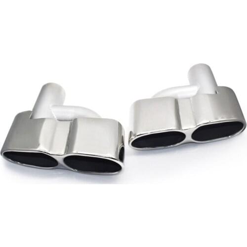 1 Pair Black Stainless Steel Muffler Tip For M-ercedes B-enz W221 S300 S350 S500 S600 Silver Car Rear Exhaust Tailpipe End Tip