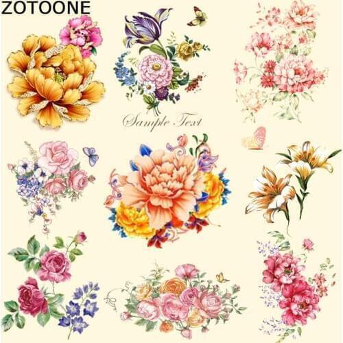 ZOTOONE Flower Patches Iron on A-level Patches Heat Transfer Pyrography for DIY T-Shirt Clothes Bags Jeans Decoration Printing E