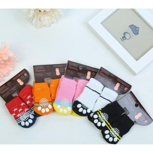 2 Pair Pet Socks Comfy Fabric Cotton Flexible Non-Slip Grip Wick Sweat Thick Warm Pet Socks Daily Party Photoshoot Pet Dog Socks