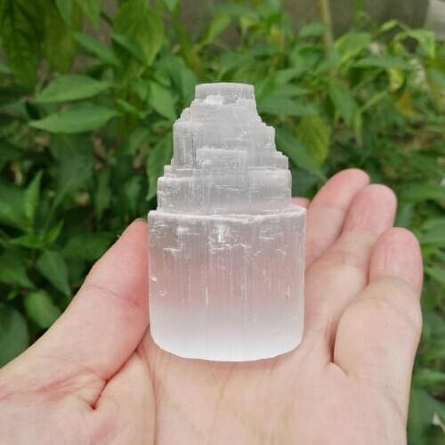 Wholesale white crystals point selenite lamp tower healing stones for sale