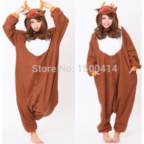 CosAnimal Reindeer Kigurumi Animal Costume Christmas Rudolph Deer Onesies Pajama Adult Halloween Carnival Party Clothing