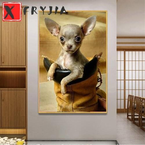 Full square diamond painting Animal art dog Chihuahua full diamond embroidery 5D rhinestone mosaic stitch cross diamond inlaid