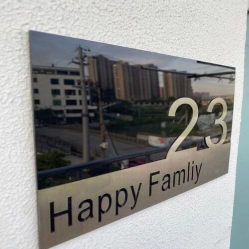 Custom Black Exterior House Number Outdoor Nameplates Stree Address Flat Plaque On The Door Home Acrylic With Stainless Steel