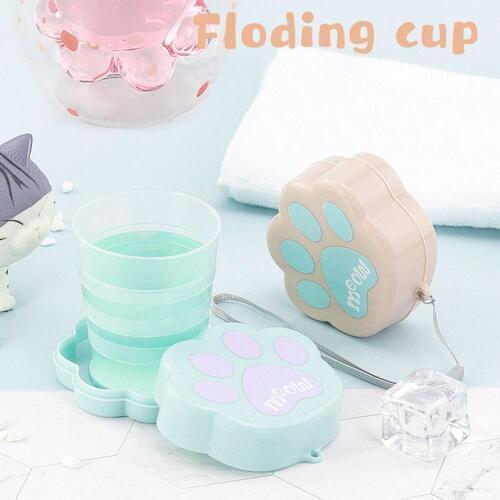 Portable Retractable Folding Cup Collapsible Cute Designed Cat Claw Cup Milk Juice Tea Cup