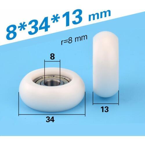 [R0834-13]10PCS Free Shipping 608zz round type high quality cash register bearing roller wheels 8*34*13mm 0834T roller