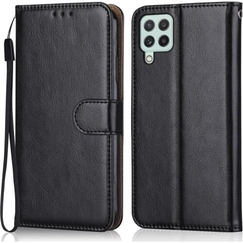 Folio Luxury Leather Case for On Samsung Galaxy A22 4G 6.4'' Wallet Stand Flip Case for On Samsung A22 A 22 Phone Bag with Strap