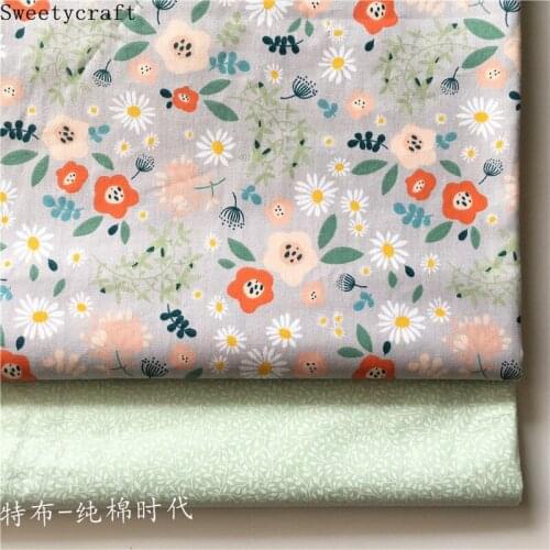 Daisy Flower Printed Twill Fabric Cotton By Half Meter For Sewing Children Dress Bedding Patchwork Cloth hometextile 160x50cm