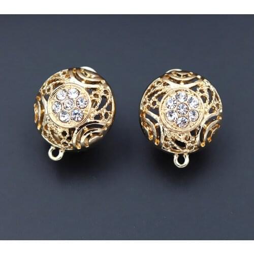 Earrings post Loop Base Paved Rhinestone 18mm Hollow Circle Clip Stud Earrings Hooks DIY African Jewelry Findings Accessories