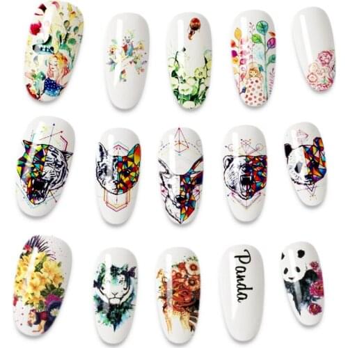 Mixed nail stickers cute animal owl cat dog horse butterfly cat beetle frog fox wolf unicorn panda tiger Stickers for nails