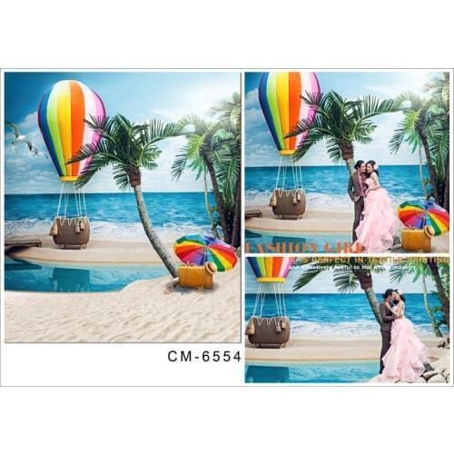 Light Blue sea hot season feeling background for wedding photos custom vinyl backdrops for photography golden beach studio