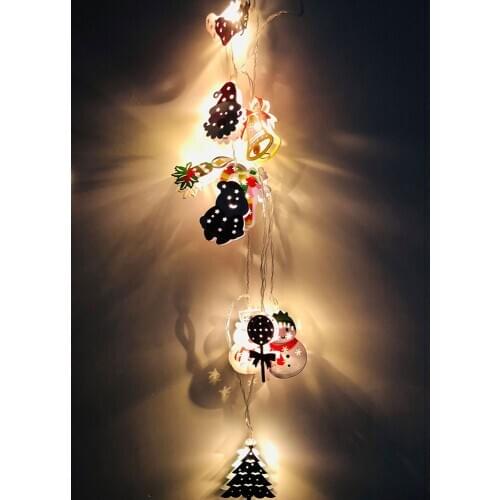 10 LED String Lights Warm White Snowman Christmas Light Decor Santa Claus Pattern Home Party Lights for Room Decoration